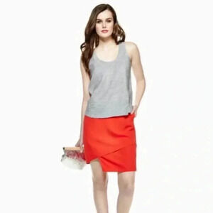 J Brand Red Asymmetrical Tiered Skirt, Size 4